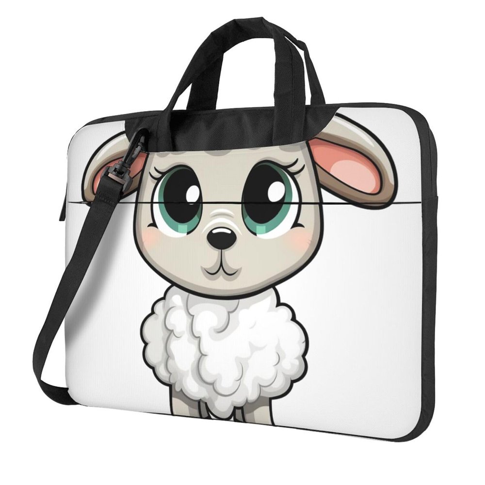 15.6 Inch Laptop Shoulder Bag For Men Women,Waterproof Briefcase Messenger Bag Lamb Laptop Sleeve Bag W/Strap Handle