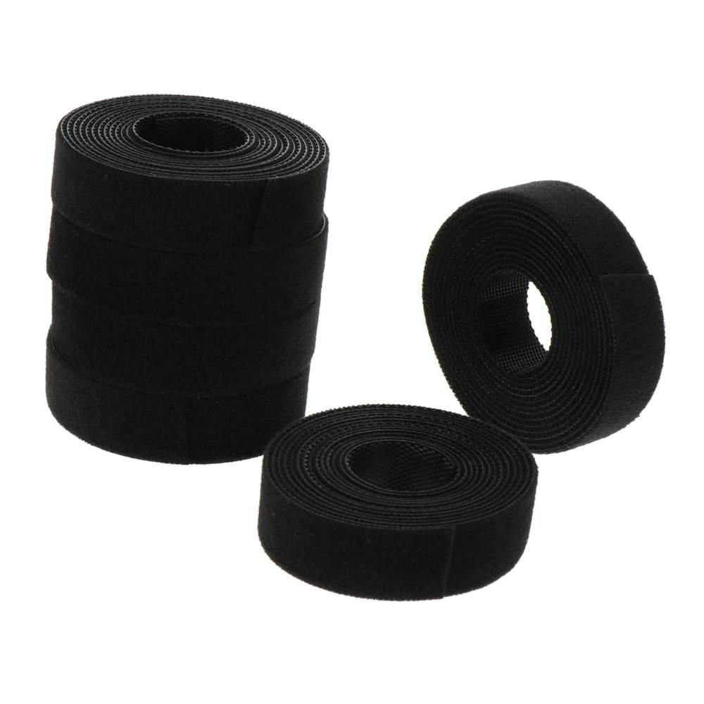 Mikikit 6Rolls Hook and Loop Cable Straps Black Cord Organizer for Home Office Durable Self Gripping Ties to Keep Cables Tidy and Untangled Easy to Use Adhesive Straps