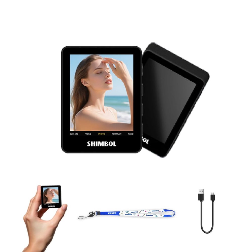 Shimbol Vlog Selfie Monitor Screen CP5 Mini 2,Back Camera Monitor for iPhone with 2.4 inch Real-Time Phone Screen Mirroring,30m Range,4H Run Time,Wireless Shutter Control (Black)