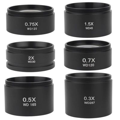 1pc 0.3X 0.5X 0.7X 0.75X 1X 1.5X 2.0X Auxiliary Barlow Objective Lens Thread M48mm for Stereo Binocular Trinocular Microscope(1X2X0.5X)