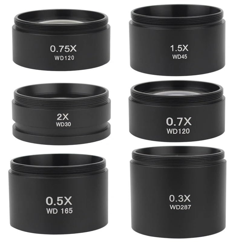 1pc 0.3X 0.5X 0.7X 0.75X 1X 1.5X 2.0X Auxiliary Barlow Objective Lens Thread M48mm for Stereo Binocular Trinocular Microscope(1X2X0.5X)