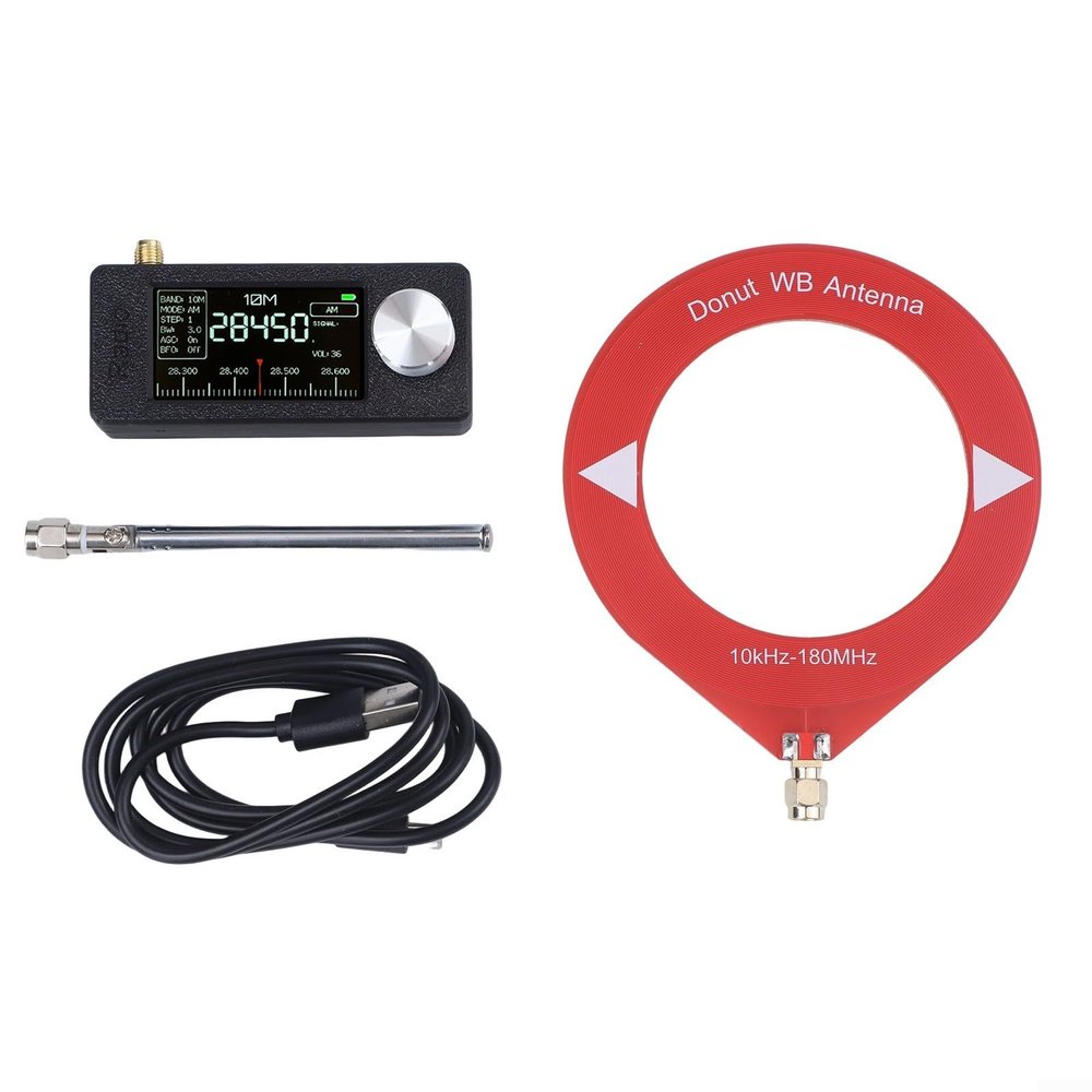 0.5-108MHz Pocket Radio Receiver, 1.9 Inch SI4732 Color Screen 800 MAh for MINI LSB USB AM FM Full Band Shortwave Radio Receiver (Red)