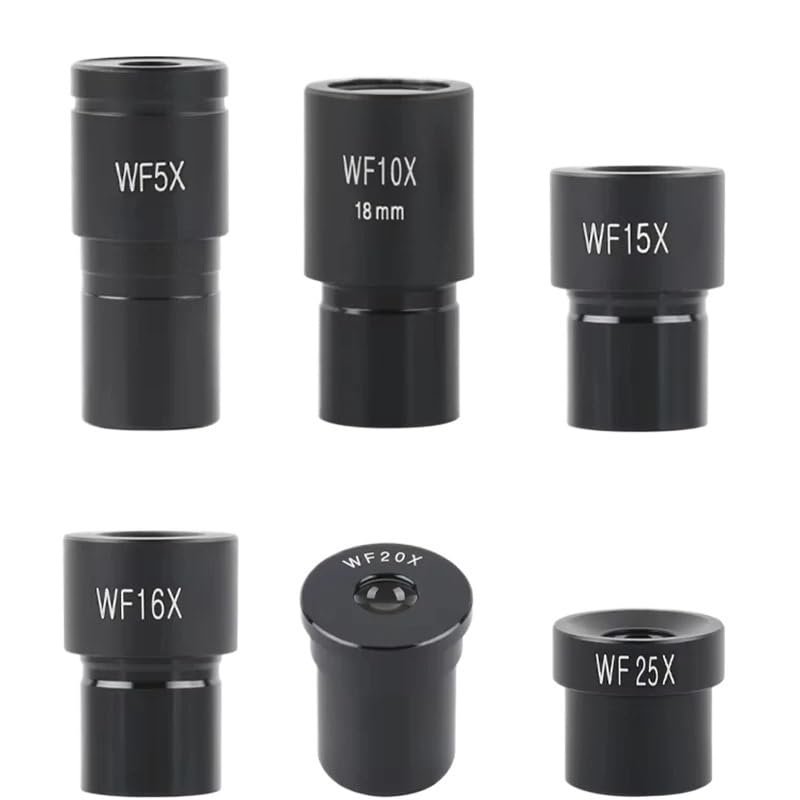 2PCS Biological Microscope Eyepieces WF5X 10X 15X 16X 20X 25X Wide-Angle Eyepiece Mounting Size 23.2mm(2pcs WF25X)