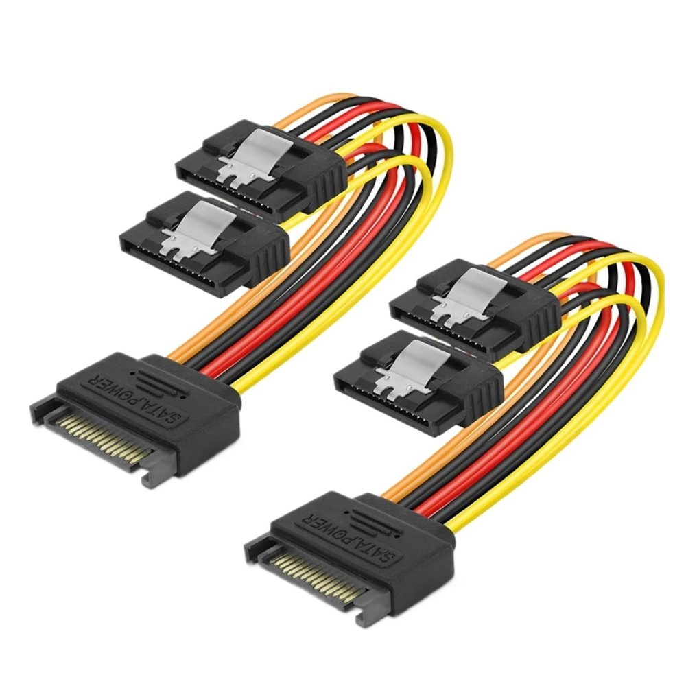 0.2M 15 Pin SATA Power Y-Splitter Cable 8 Inches - 2 Pack