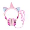 Happyyami Unicorn Horn Cat Ear Shape Cartoon Headphones for Boys and Girls Gaming Headset Volume Control Wired Headset for Computer Smartphone Tablet view 1