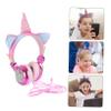 Happyyami Unicorn Horn Cat Ear Shape Cartoon Headphones for Boys and Girls Gaming Headset Volume Control Wired Headset for Computer Smartphone Tablet view 3