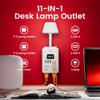 Bedside Power Strip with Lamp & Digital Clock, 4 Outlets 5 USB Ports (2 USBC), 3-Color Temperature Dimmable Bedside Nightstand Light, Multi Plug Outlet Extender for Bedroom Home Office, Coffee Counter view 2