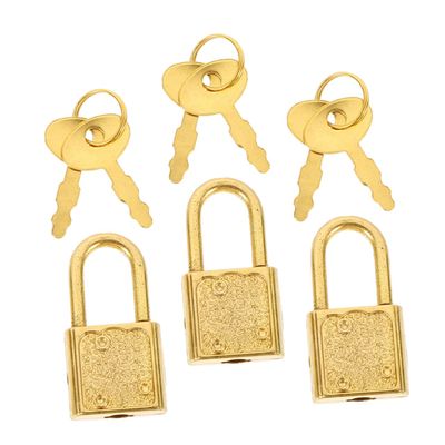 3 Set Mini Padlock Latch for Treasure Chest Toy Box Retro Gold