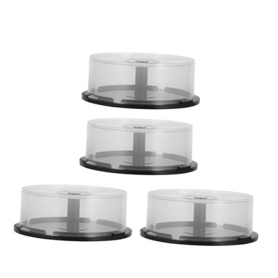 JECOMPRIS CD DVD Storage Box Set Holds 25 Discs Plastic Organizer with Black Base for Home and Office Use 4-Piece Set
