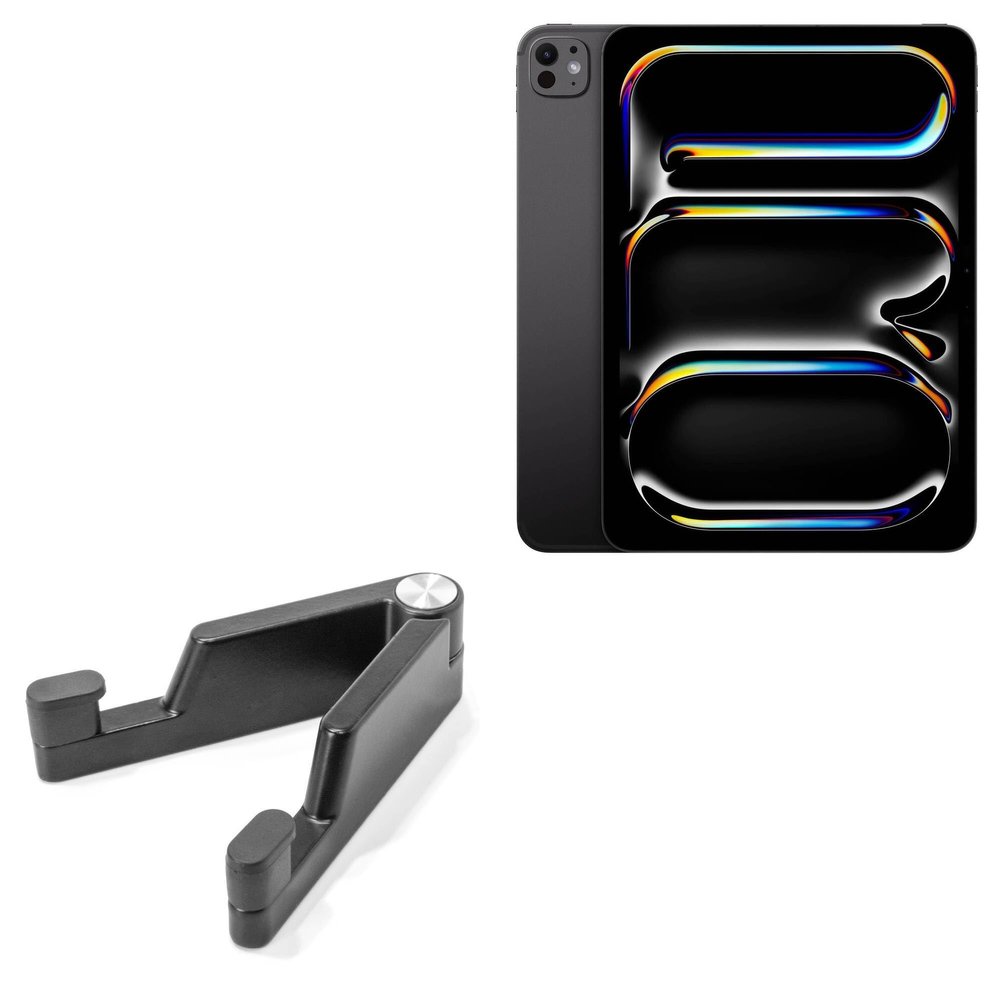 BoxWave Stand and Mount Compatible with Apple iPad Pro 11" (7th Gen 2024) - Desktop Aluminum SoloStand, Adjustable Hands-Free Portable with Rubber Feet - Jet Black