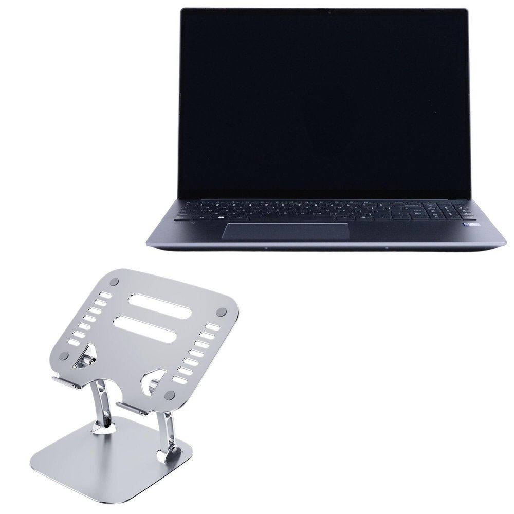 BoxWave Stand and Mount Compatible with VAIO FS 16 - Executive VersaView Laptop Stand, Ergonomic Adjustable Viewing Angle Metallic Riser - Metallic Silver