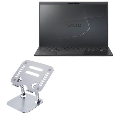 BoxWave Stand and Mount Compatible with VAIO SX-R (14 in) - Executive VersaView Laptop Stand, Ergonomic Adjustable Viewing Angle Metallic Riser - Metallic Silver