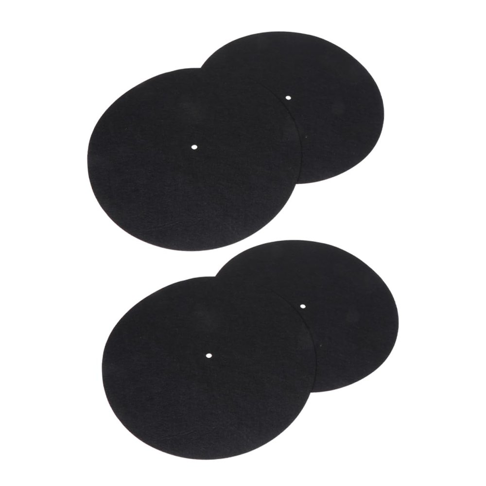 Housoutil 4Pcs Static Vinyl Record Mat Durable Felt Disc Protective Pad for Turntable Reduces Vibration Improves Adhesion Keeps Records Clean Thickness
