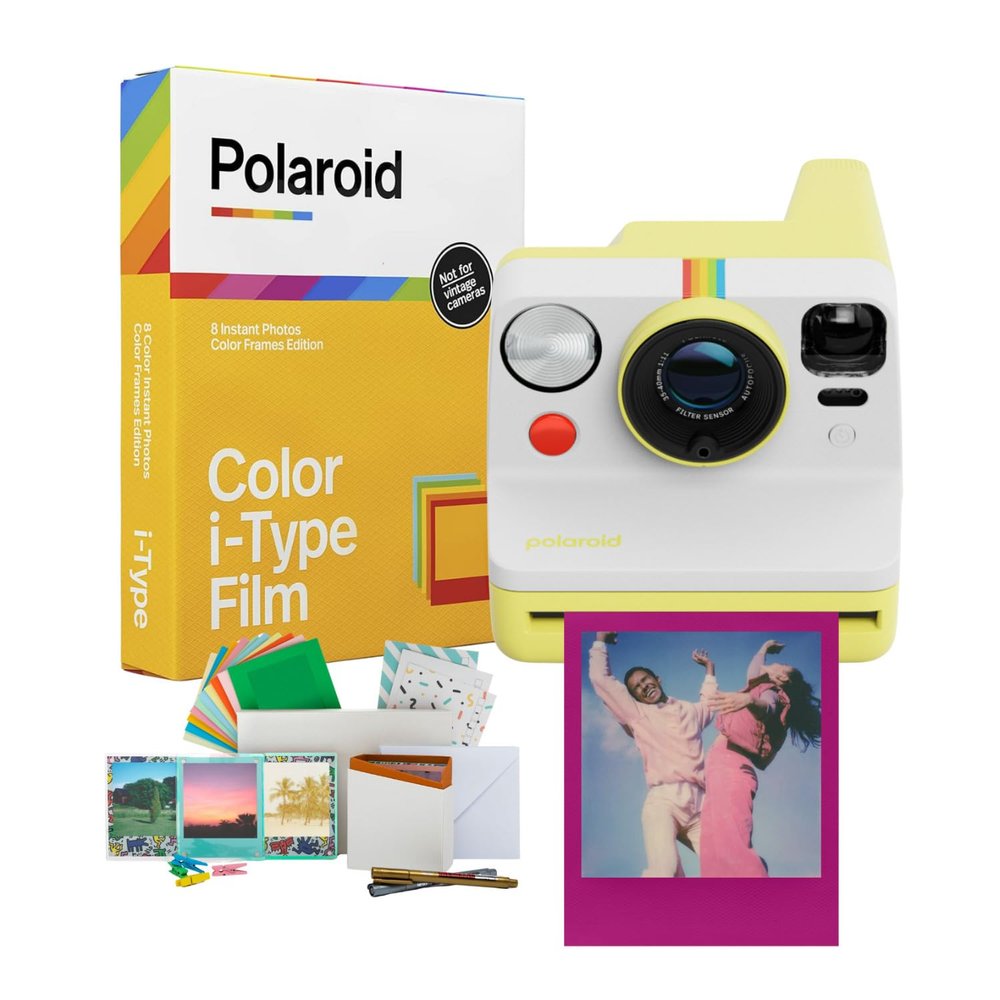 Polaroid Now Generation 3 Analog Instant Camera with Tripod Mount and Two-Lens Autofocus System (Yellow) Bundle with Color Film and Film Kit (3 Items)