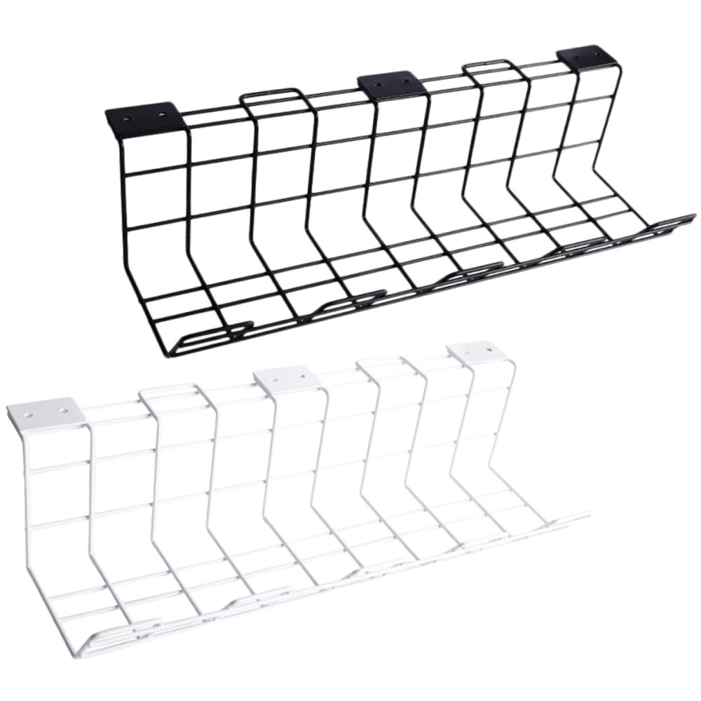 NUOBESTY 2pcs Under Desk Cable Organizer Tray Wire Management Solution for Home Office Easy Install No Drilling Required Space-Saving Design for Efficient Cable Storage