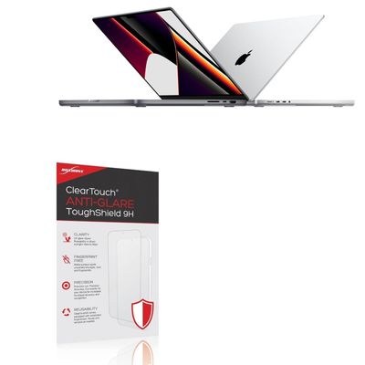 BoxWave Screen Protector Compatible With Apple MacBook Pro 16" (2021) - ClearTouch Anti-Glare ToughShield 9H (2-Pack), Anti-Glare 9H Tough Flexible Film Screen Protector