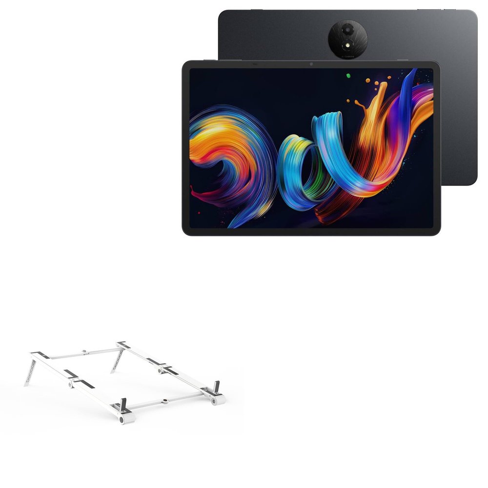 BoxWave Stand and Mount Compatible with TCL NXTPAPER 11 Plus (11.5 in) - Pocket Aluminum Stand 3-in-1, Portable Multi Angle Viewing Riser - Metallic Silver