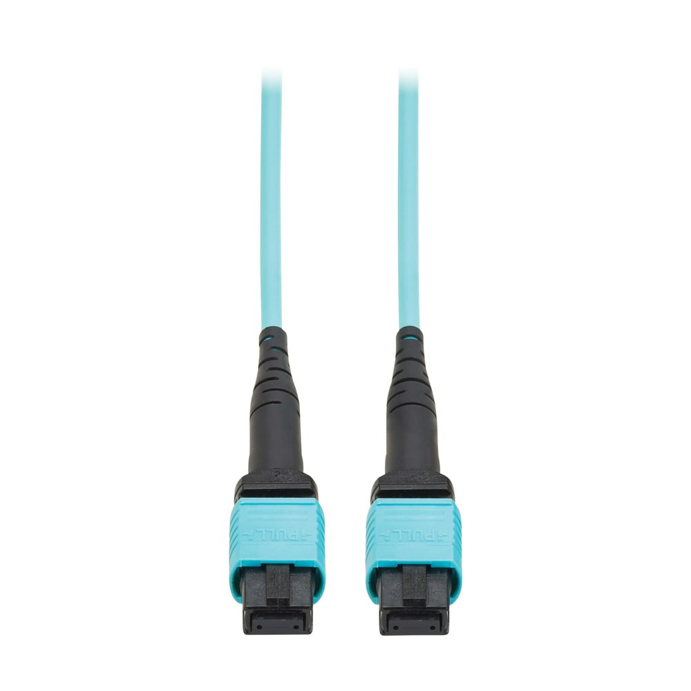 Eaton Tripp Lite Series 5 Meter OM4 50/125 Fiber Optic Cable, 100G Multimode (12F MPO/MPO-PC Female-to-Female) Type-A Polarity, OFNP Jacket, Aqua, TAA Compliant (N845A-05M-12TAA)