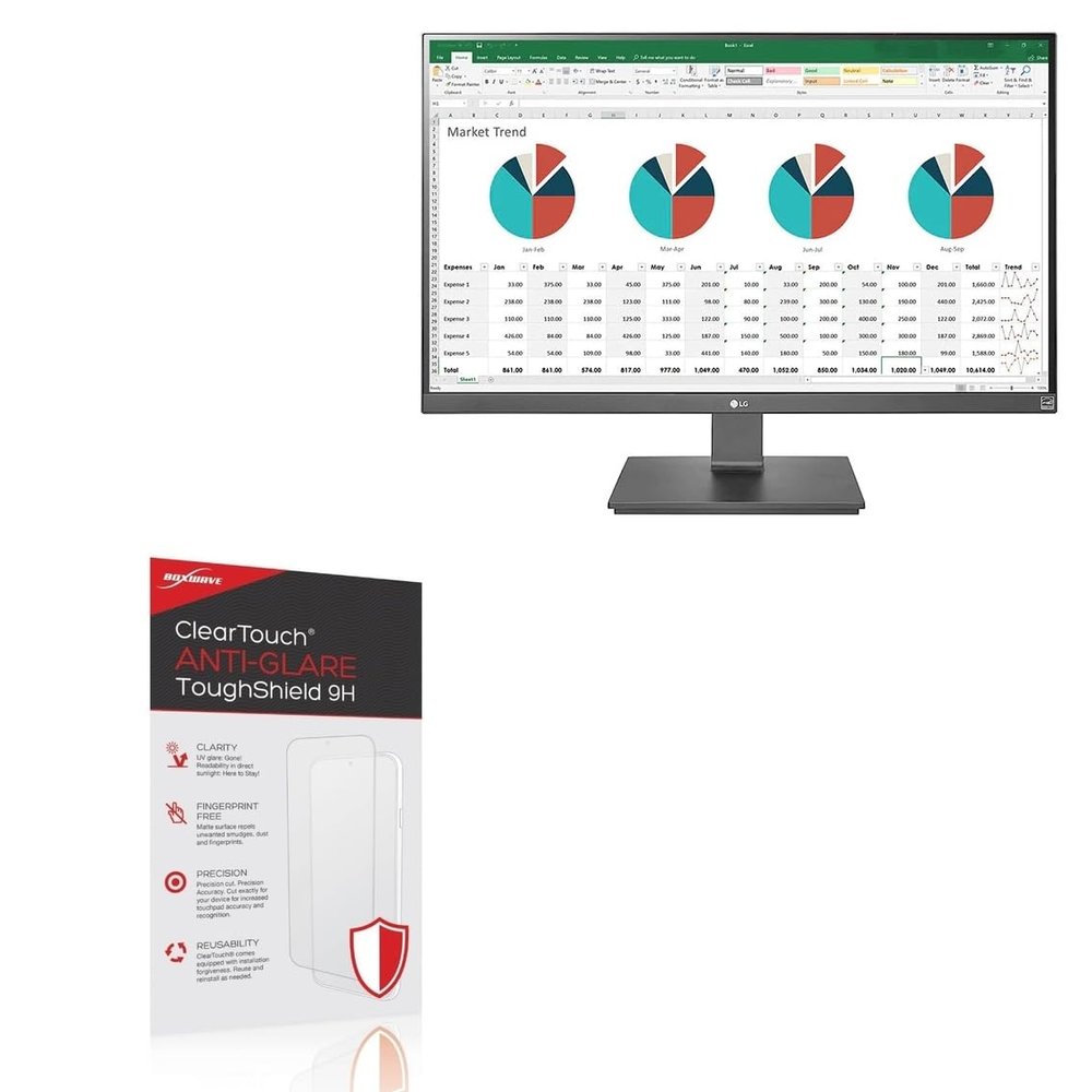 BoxWave Screen Protector Compatible With LG 27 Monitor (27UK670) - ClearTouch Anti-Glare ToughShield 9H (2-Pack), Anti-Glare 9H Tough Flexible Film Screen Protector