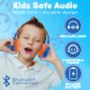 JellieMons Booma Echo Wireless Stereo Headphones for Kids, Over Ear, Foldable, Fun Characters, Safe Volume Features, Optional Wired Connection, School Ready, Long Play time. (Blue) view 2