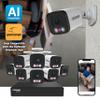 Defender AI Powered Sentinel Pro Turret 8CH NVR PoE Security Camera System, 8pc Metal Turret Cameras, 109 Wide Angle, IP66 Rated, Audio Recording, Web Viewing, 1TB HDD, Works w/Empower App view 2