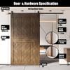 Homacer 50 in. x 84 in. Dark Walnut 8-in-1 Geometric Design Barn Door with Non-Bypass Installation Hardware Kit, 9ft Track, Interior use only view 4