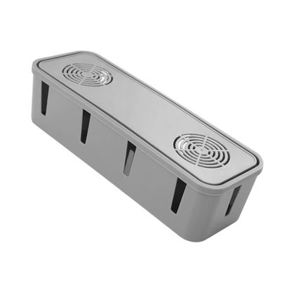 CONGARTENO Cable Management Box for Desk Organization Power Cord Holder Data Cable Storage Box Grey Cord Organizer