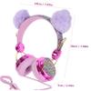CIYODO Plush Ear Headphones Adjustable Glitter Wired Headset with Volume Limiting Comfortable Design for Boys for School Use view 2