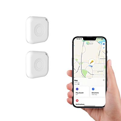 Air Tracker Tags-2 Pack Tracker Work with Apple Find My (iOS Only), Key Finder and Item Locator for Backpack, Suitcases, Pet, Wallet with Diverse Holder