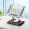 Adjustable Desk Stand for Laptops, 360 Rotating Base, Wooden Mount with Aluminum Panel, Foldable Cooling Design view 4