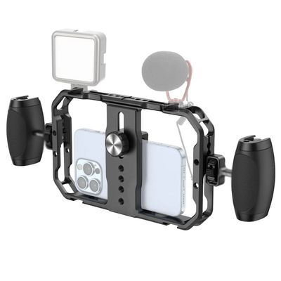 DUYHBAWRS Universal Smartphone Camera Cage Stabilizer with Handgrip Coldshoe Handheld Phone Stabilizer