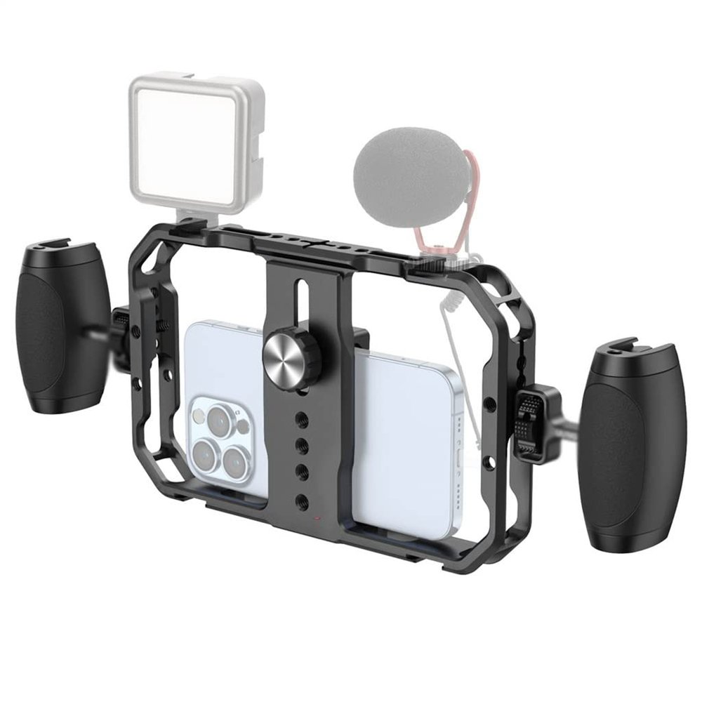 DUYHBAWRS Universal Smartphone Camera Cage Stabilizer with Handgrip Coldshoe Handheld Phone Stabilizer