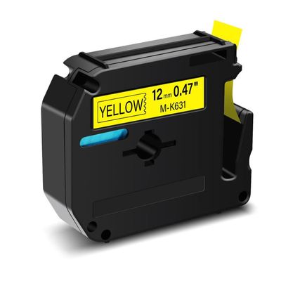 1PK 9/12mm Black On White Tape M-K231 Compatible with MK231 M-K 431 631 731 for Label Maker PT-65 PT-70 PT-80 PT-M95(Black on Yellow)