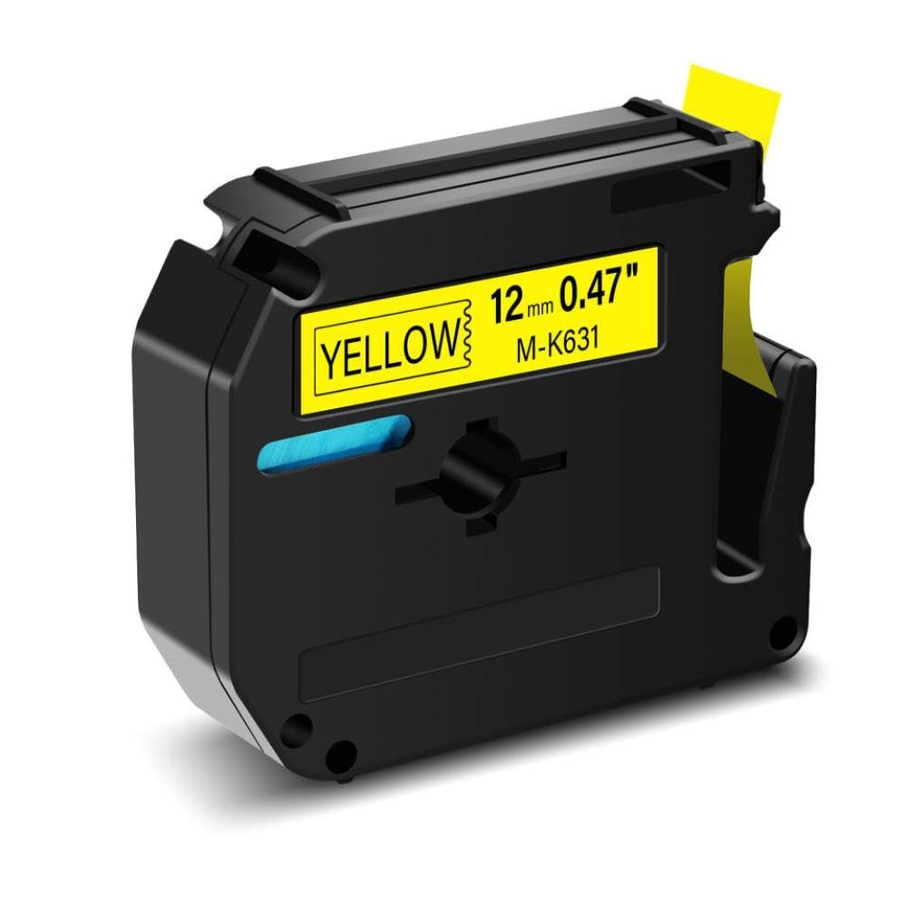 1PK 9/12mm Black On White Tape M-K231 Compatible with MK231 M-K 431 631 731 for Label Maker PT-65 PT-70 PT-80 PT-M95(Black on Yellow)