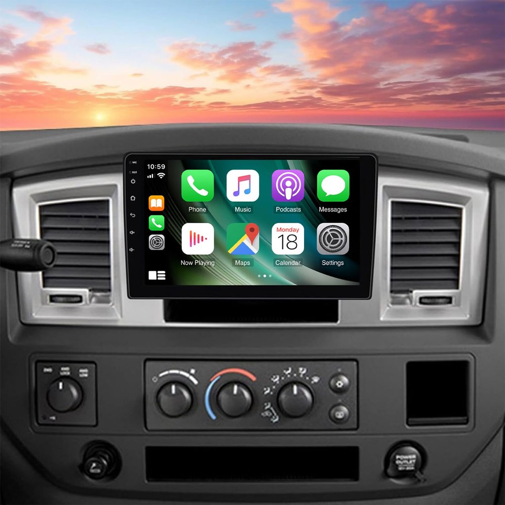 Android 14 Car Stereo Radio Compatible for Doge RAM 2006-2008, 9inch Car Radio Fit for Chrysler Jeep Model with Carplay Android Auto Mirror Link Backup Cmera Mic 2+32G