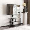 35.4" Heavy-Duty TV Stand with Height Adjustment & 45 Swivel - 3-Tier Multi-Function Media Console for TVs up to 65" | Steel Frame Tempered Glass Shelves | Universal for Living Room/Office | Black view 1