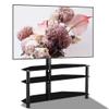 35.4" Heavy-Duty TV Stand with Height Adjustment & 45 Swivel - 3-Tier Multi-Function Media Console for TVs up to 65" | Steel Frame Tempered Glass Shelves | Universal for Living Room/Office | Black view 2