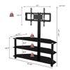 35.4" Heavy-Duty TV Stand with Height Adjustment & 45 Swivel - 3-Tier Multi-Function Media Console for TVs up to 65" | Steel Frame Tempered Glass Shelves | Universal for Living Room/Office | Black view 3