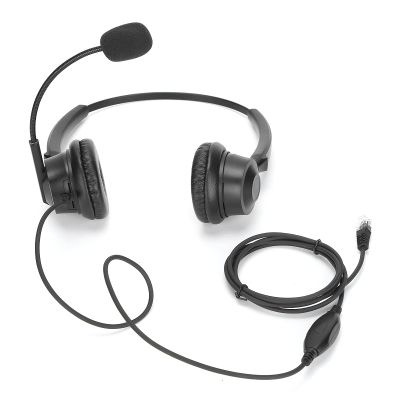 Binaural Headset Telephone Headset with Noise Canceling Mic, Volume Control, and HD Audio for Clear Communication in Offices and Call Centers
