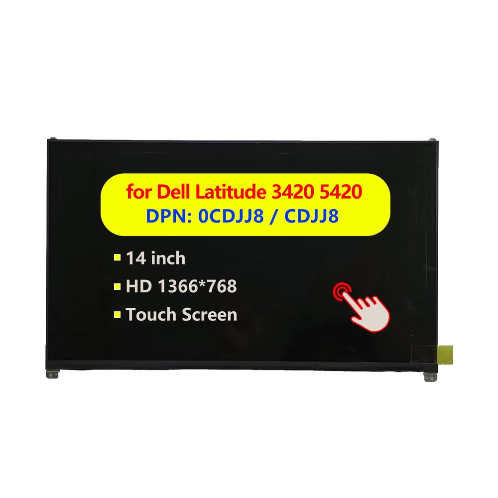 0CDJJ8 CDJJ8 Replacement Laptop B140XTN07.4 for Dell Latitude 3420 5420 14" LCD LED Touch Screen Digitizer Display 30-pin eDP 1366x768 Left and Right Bracket