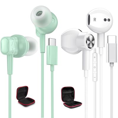 2 Pack USB C Headphones for Samsung Galaxy S25 S24 FE S23 S22 Ultra Wired Earbuds for iPhone 16 Pro Max 15 Plus Type C Earphones with Carrying Case Magnetic HiFi Stereo Headset for Samsung A35 A54 5G