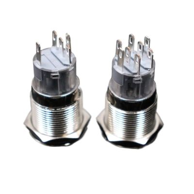 19mm 2 3 Position Switch Push Button Switch DPDT Illuminated Metal selector Rotary Switch with LED Waterproof Stainless Steel(White,2 Position_12-24V)