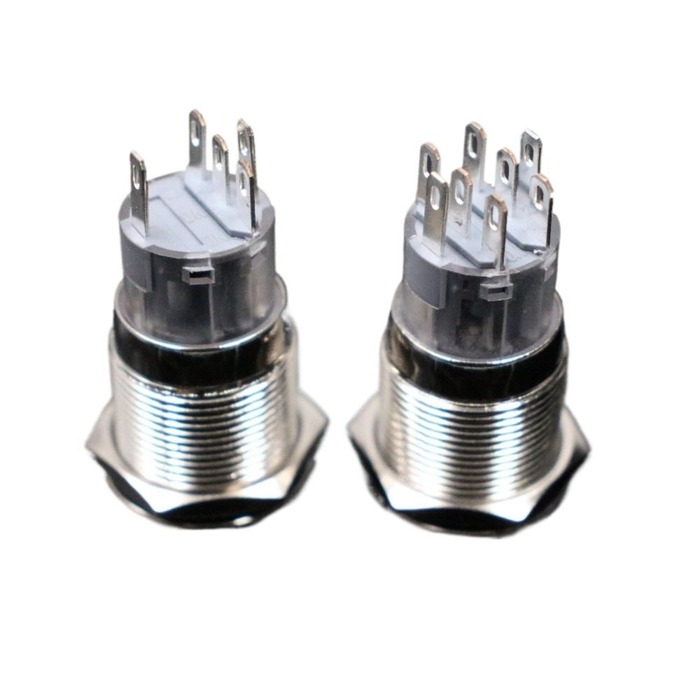 19mm 2 3 Position Switch Push Button Switch DPDT Illuminated Metal selector Rotary Switch with LED Waterproof Stainless Steel(White,2 Position_12-24V)