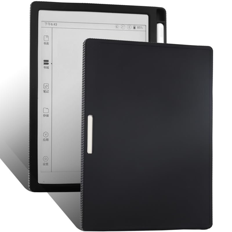 AJUSIBZR Soft Silicone Cover Compatible with Boox Note Air 4C 10.3'' Case eBook Slim Shockproof Protective Back Shell with Pen Slot(Black)