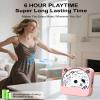 ENVYCLOUD CD Player Portable with Dual Stereo Speakers, Rechargeable Portable CD Player with Bluetooth for Home with Headphones, Support CD/AUX/USB,Pink view 2