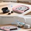 ENVYCLOUD CD Player Portable with Dual Stereo Speakers, Rechargeable Portable CD Player with Bluetooth for Home with Headphones, Support CD/AUX/USB,Pink view 3