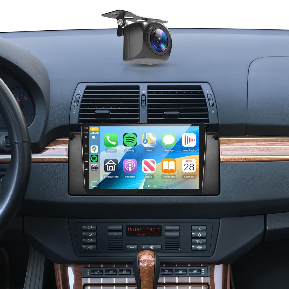 4+64G Car Radio Stereo for BMW 5 Series X5 E39 E53 M5 96-06 Android with Wireless CarPlay Android Auto,9 inch IPS Touchscreen Car Stereo Bluetooth5.0,GPS,WiFi,SWC,59UI,32EQ AI DSP+HD Backup Camera