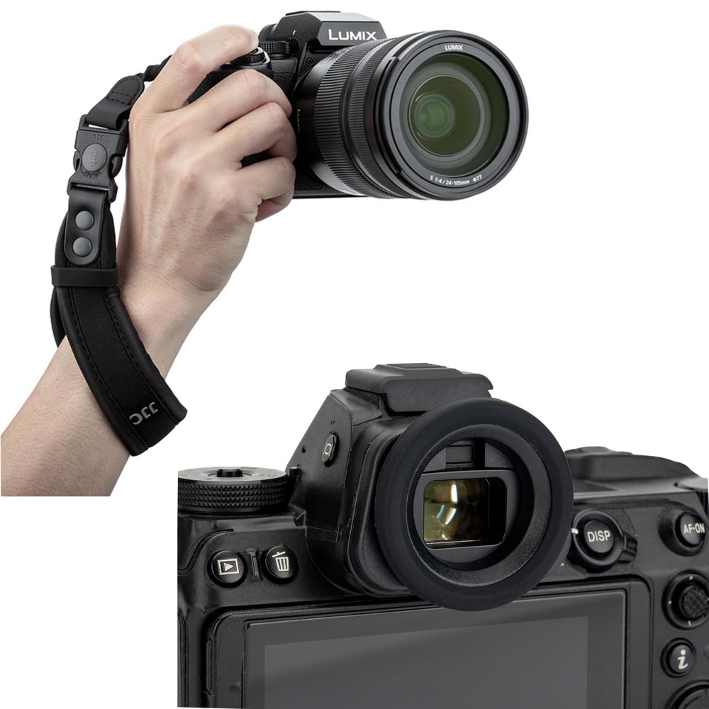 Round DK-29 Eyecup + Upgraded Hand Strap: Round Soft Silicon Z5II Z6III Z6II Z7II DK-29 Eyecup Eye Cup with Upgraded Quick Release Soft Neoprene Camera Hand Wrist Grip Strap with Sliding Lock