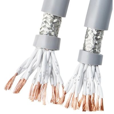2m CNC Twisted Pair Shielded Wire High Flexibility 14-40core Bending Resistance 20/22/24/26AWG Oil-Resistant Drag Chain Cable(22 AWG,14 Cores)