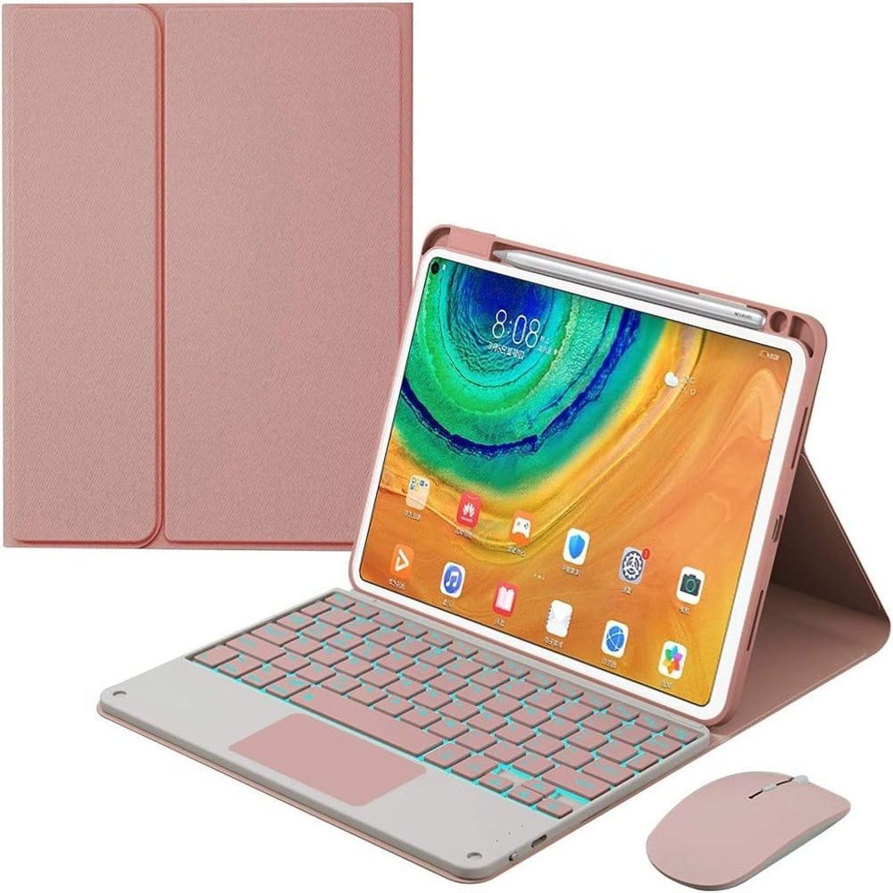 TSATAULE Keyboard Case for Huawei Matepad 11.5S/11.5/Air 11.5 with Touchpad, Detachable Backlit Keyboard Slim Leather Cover with Pencil Holder,Pink